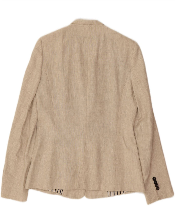 ZARA Womens 1 Button Blazer Jacket UK 12 Medium Beige Linen Vintage Zara and Second-Hand Zara from Messina Hembry 