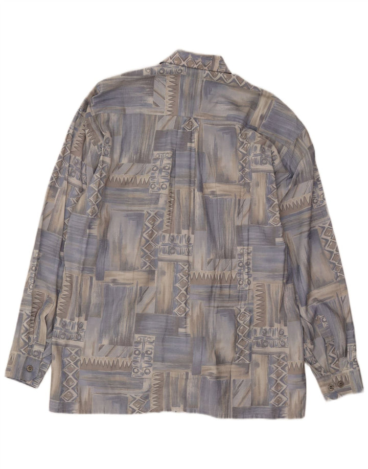Camicia da uomo vintage grande geometrica blu