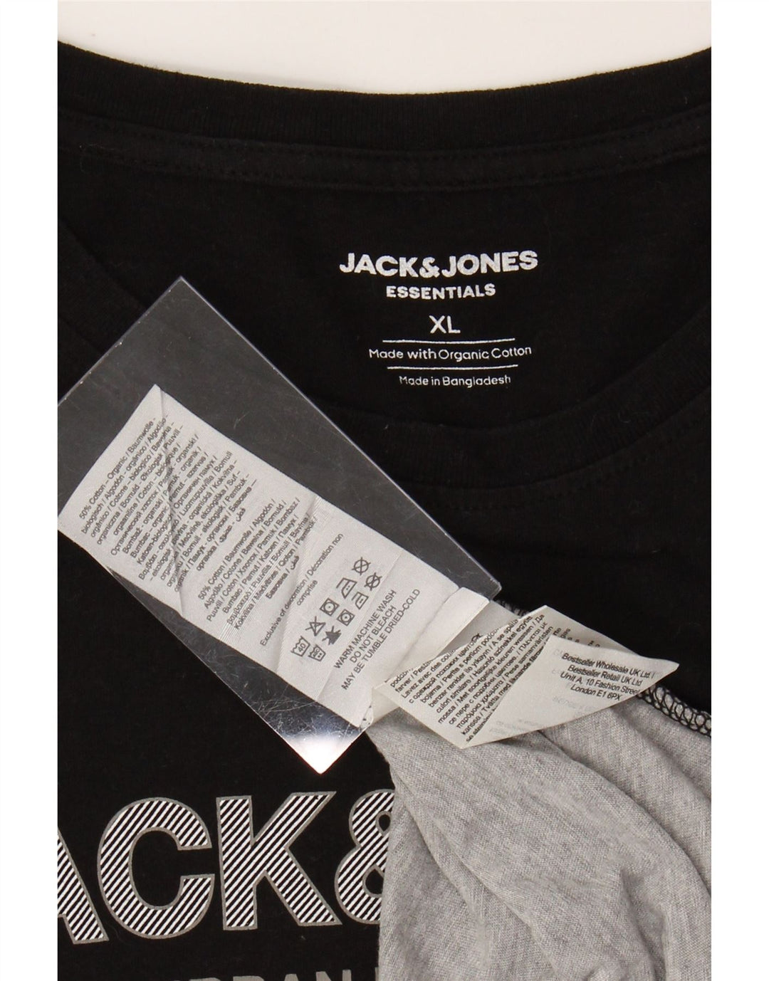 JACK & JONES T-shirt grafica da uomo XL XL in cotone color block nero