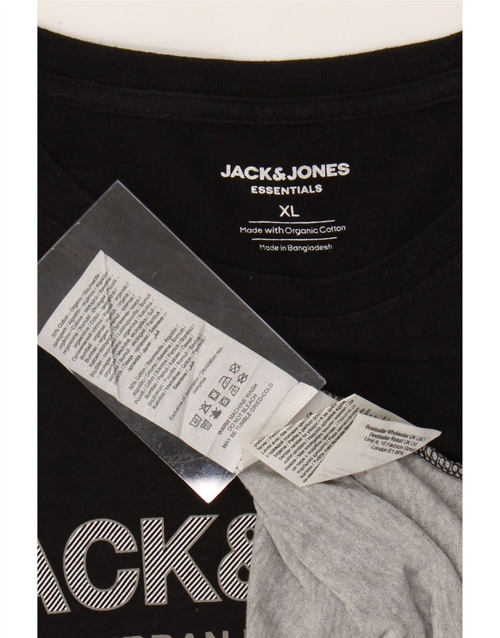JACK & JONES T-shirt grafica da uomo XL XL in cotone color block nero