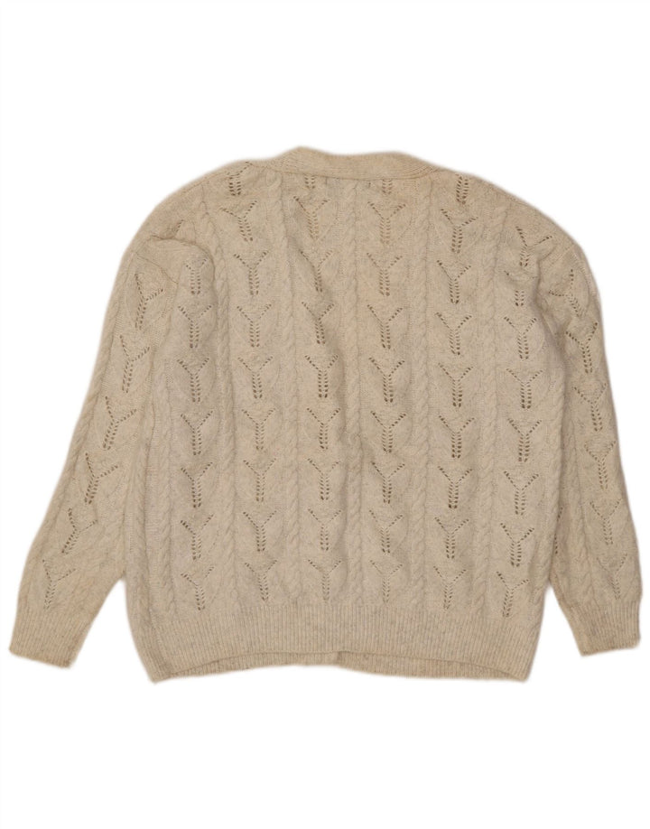 MARKS & SPENCER Maglione cardigan da donna UK 14 Poliestere bianco medio