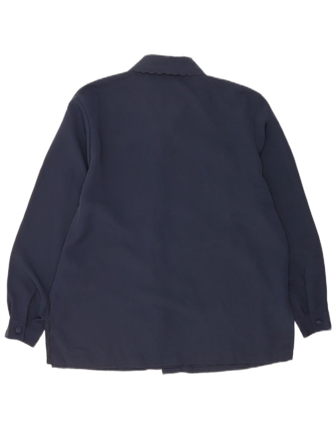 Camicetta camicia vintage da donna UK 14 medio blu navy floreale