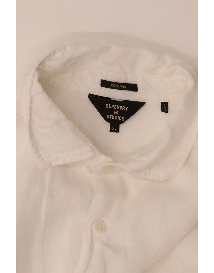 Camicia da uomo Superdry XL in lino bianco