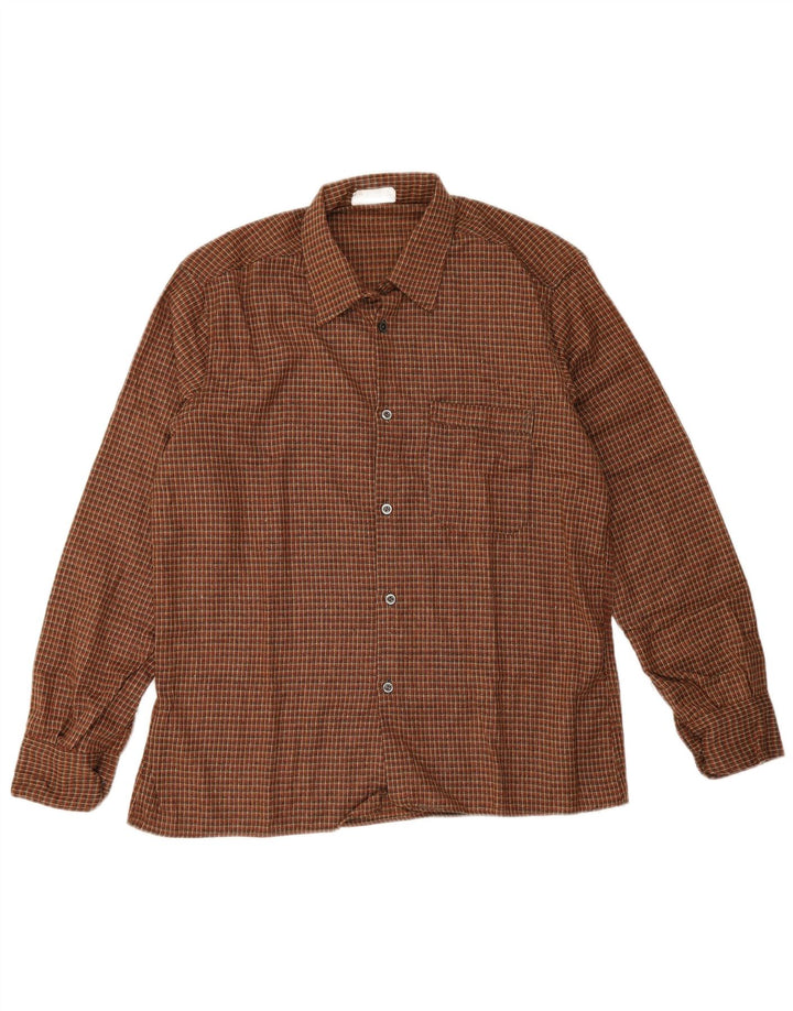 Camicia da uomo vintage taglia 41 in acrilico a quadri marrone medio