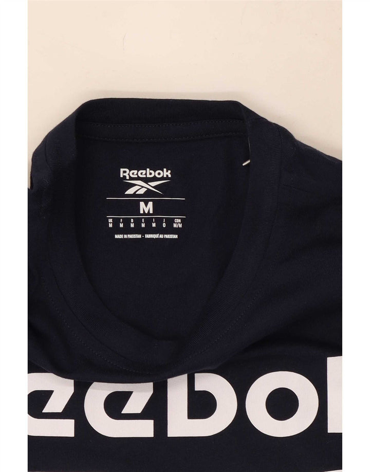 T-shirt grafica da uomo Reebok Top in cotone blu navy medio