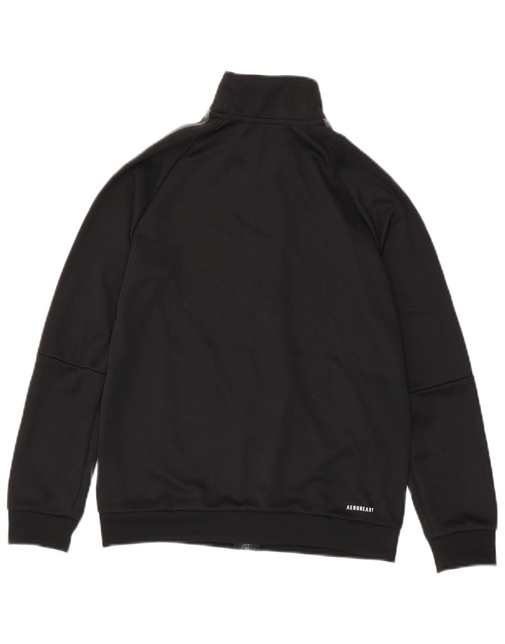 ADIDAS Boys Aeroready Tracksuit Top Jacket 11-12 Years Black Polyester