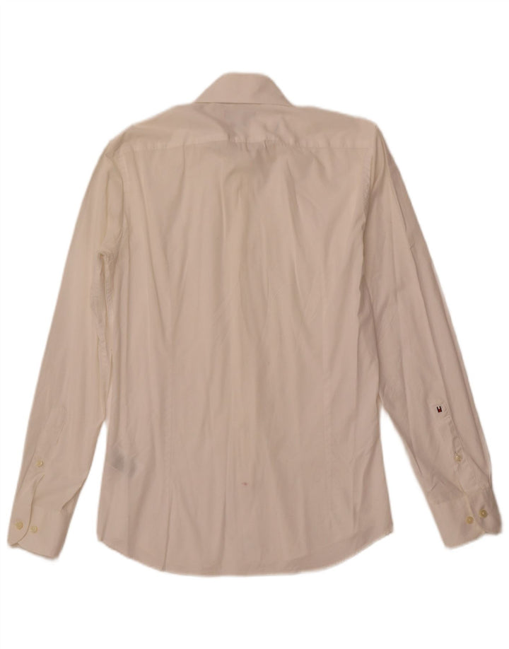 Camicia sartoriale da uomo Tommy Hilfiger taglia 37 14 1/2 piccola in cotone bianco sporco