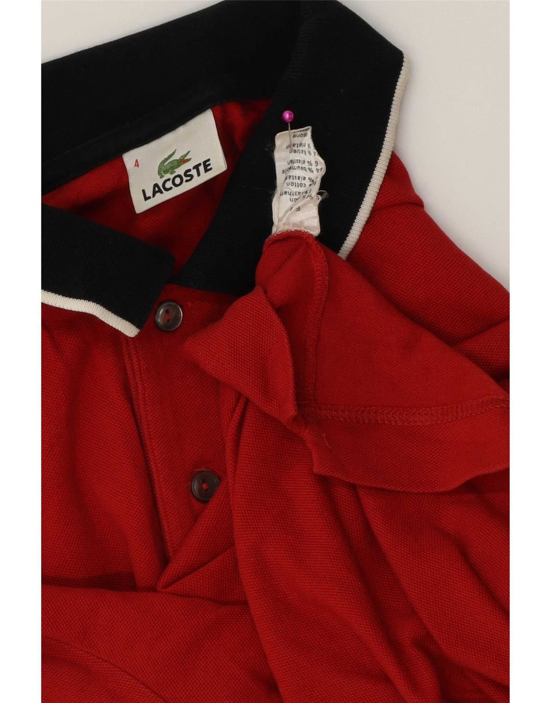 Polo da rugby da uomo Lacoste taglia 4, cotone a righe rosse medie