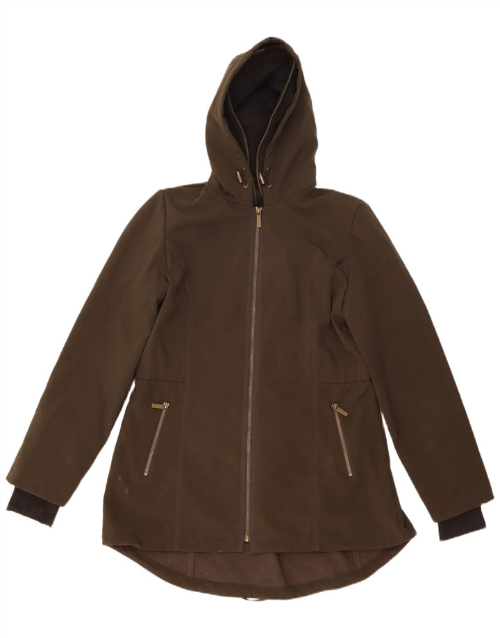 Giacca parka con cappuccio da donna French Connection UK 16 grande poliestere kaki