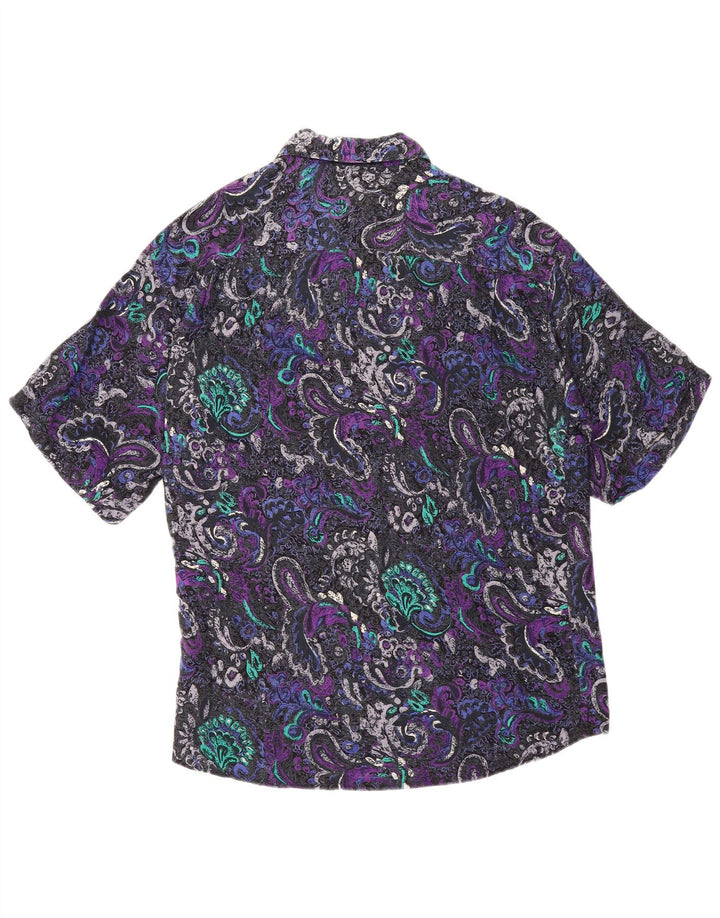 Camicia a maniche corte da uomo VINTAGE in viscosa Paisley multicolore medio