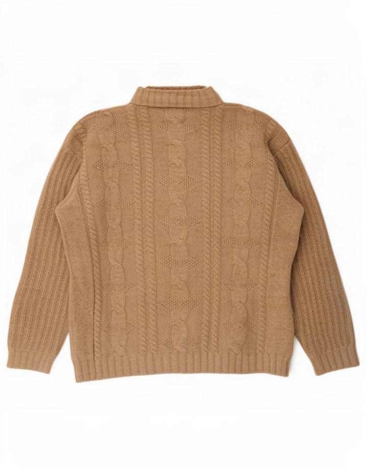 Ciao Maglione da uomo con collo alto e maglione grande in acrilico marrone