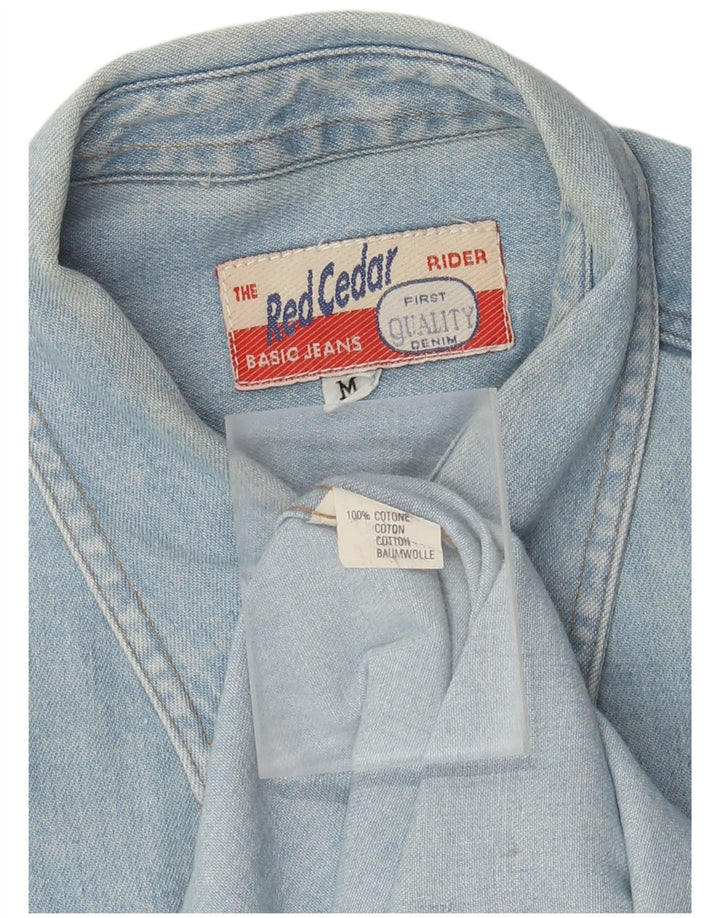Camicia di jeans vintage da uomo in cotone blu medio