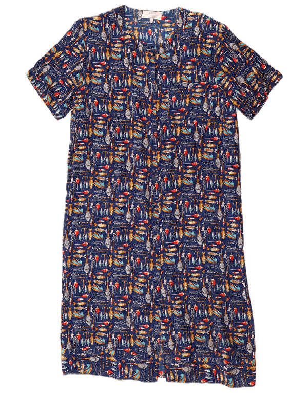 Karel Womens Abstract Pattern Shirt Dress UK 14 Medium Navy Blue
