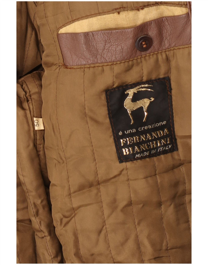 Giacca in pelle vintage da donna IT 50 XL Marrone