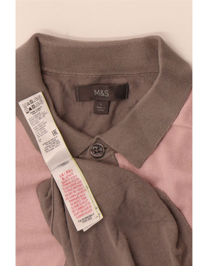 Camicia a maniche corte da uomo Marks & Spencer grande in cotone color block rosa
