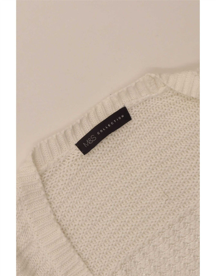 Maglione cardigan aperto da donna Marks & Spencer UK 8 piccolo bianco
