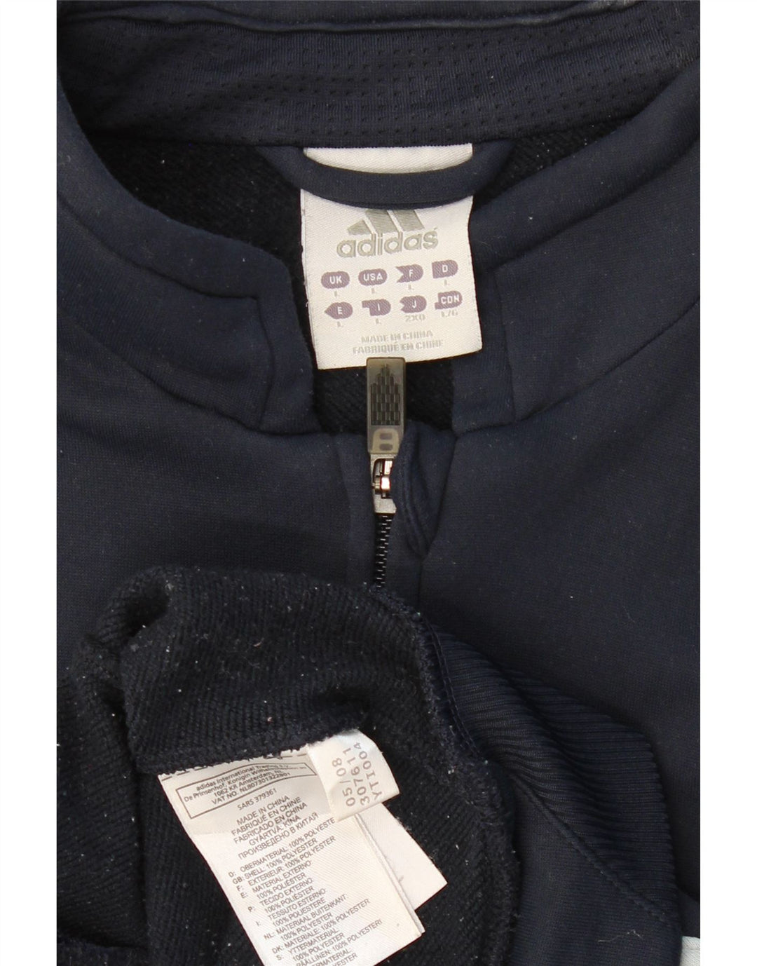 Giacca da tuta da uomo ADIDAS grande in poliestere color block blu navy