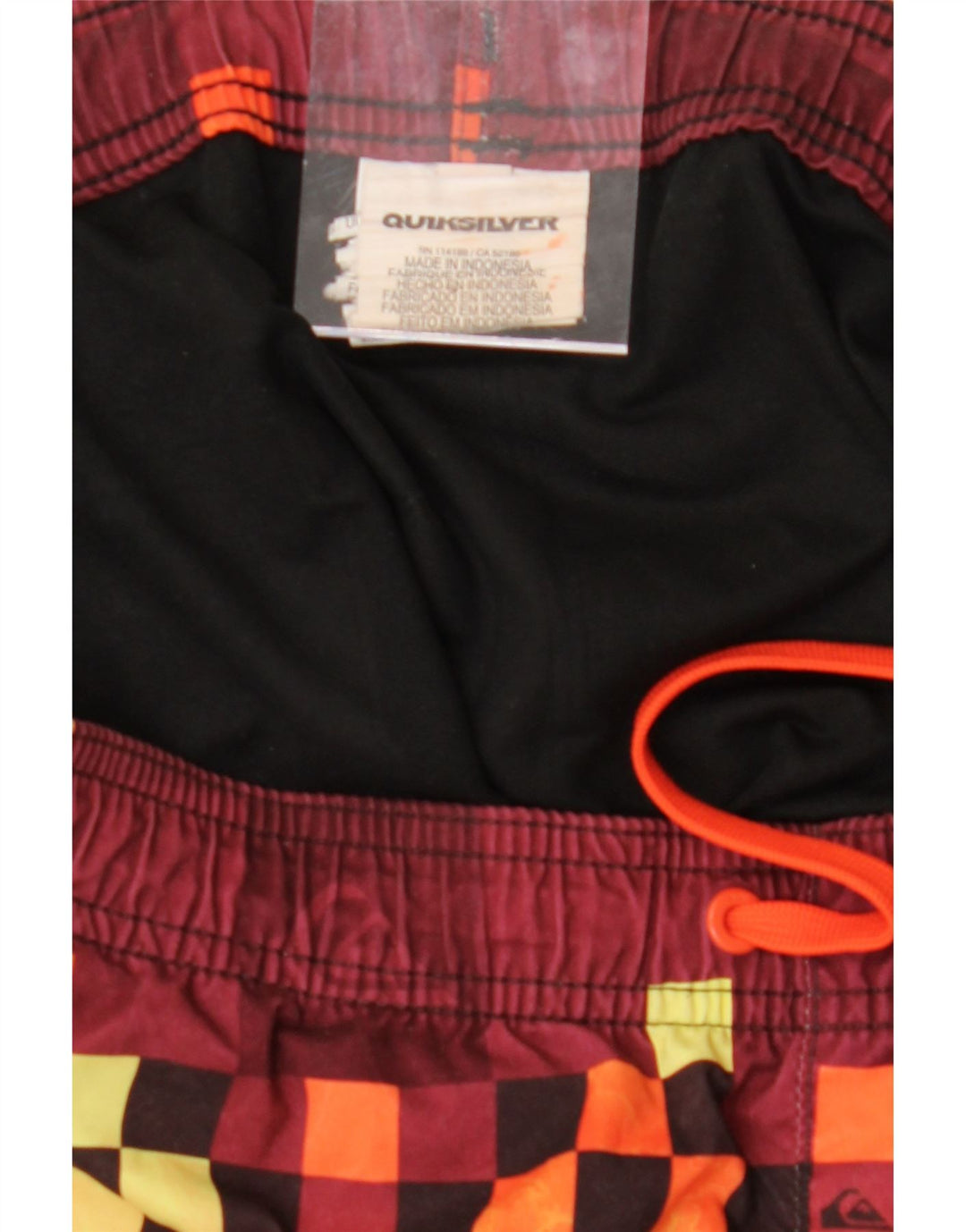 QUIKSILVER Mens Swimming Shorts Small  Burgundy Geometric Polyester Vintage Quiksilver and Second-Hand Quiksilver from Messina Hembry 