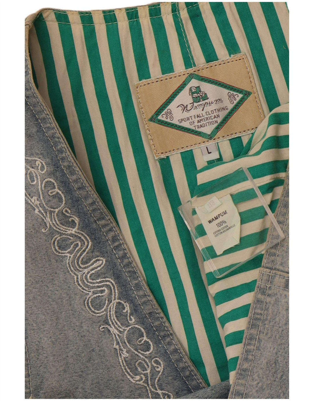 Gilet da donna WAMPUM UK 16 grande cotone blu