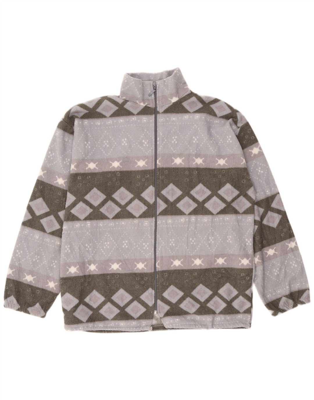 Giacca in pile da uomo VINTAGE UK 40 grande grigio geometrico