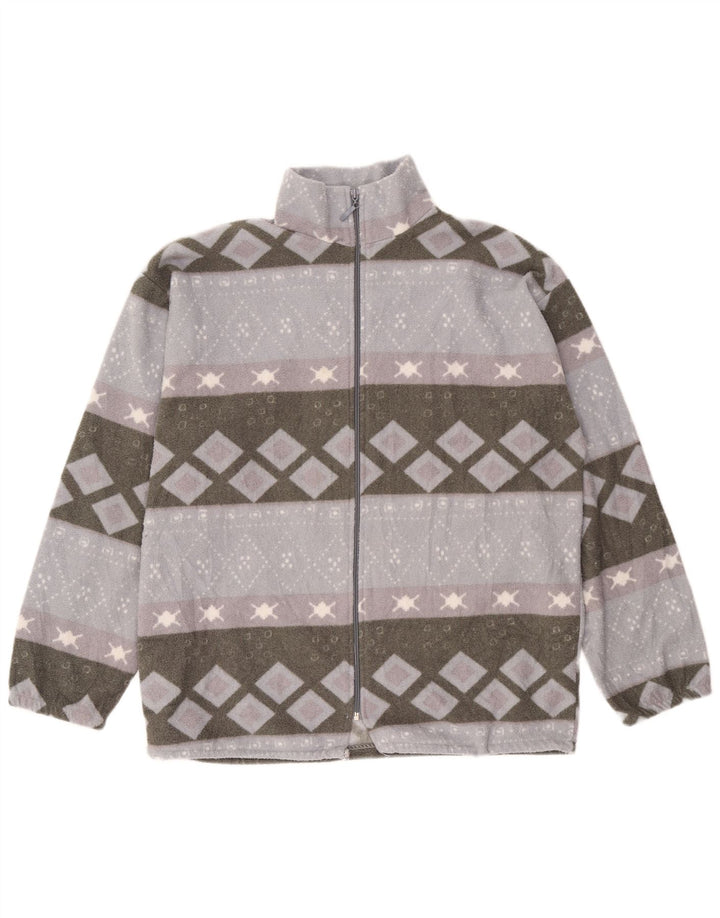Giacca in pile da uomo VINTAGE UK 40 grande grigio geometrico