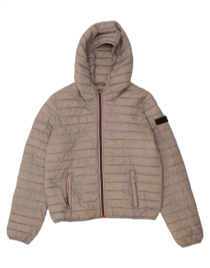 RIFLE Womens Hooded Padded Jacket UK 10 Small Grey Polyamide Vintage Rifle and Second-Hand Rifle from Messina Hembry 