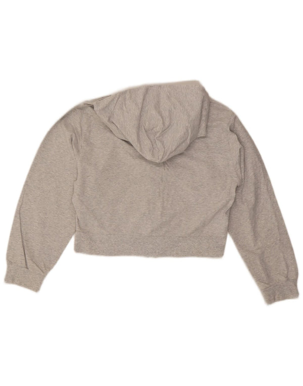 ABERCROMBIE & FITCH Womens Crop Zip Hoodie Sweater UK 6 XS Grey Flecked