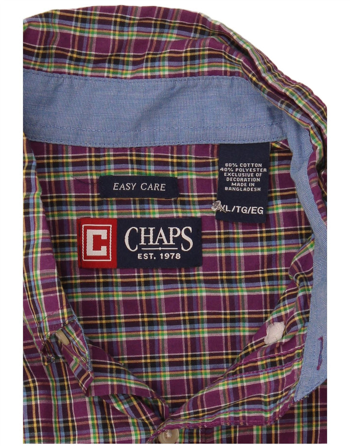 Chaps Camicia da uomo Easy Care XL Viola a quadri in cotone