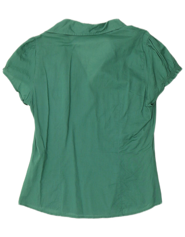 Camicia a maniche corte da donna Benetton Camicetta UK 16 Large Verde Cotone