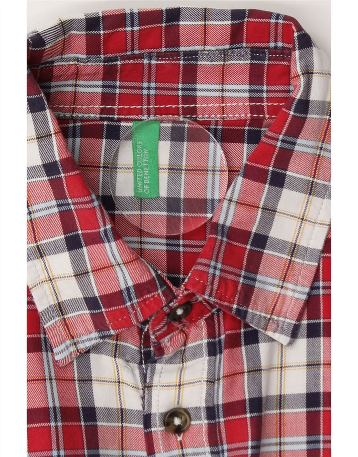 Camicia Benetton Da Uomo In Flanella, Scozzese Rosso Medio