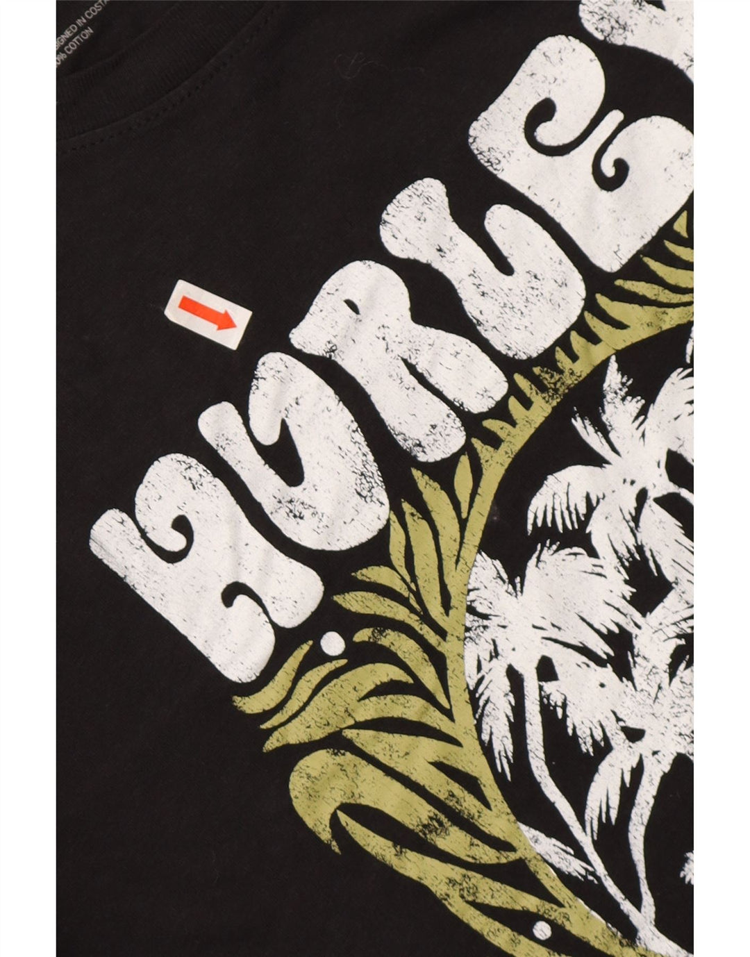 T-shirt grafica da uomo HURLEY grande in cotone nero