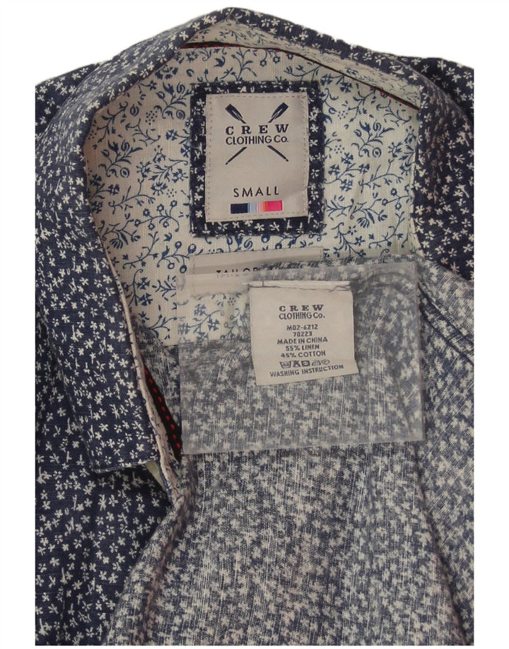 Crew Clothing Camicia da uomo Piccola in lino floreale blu navy
