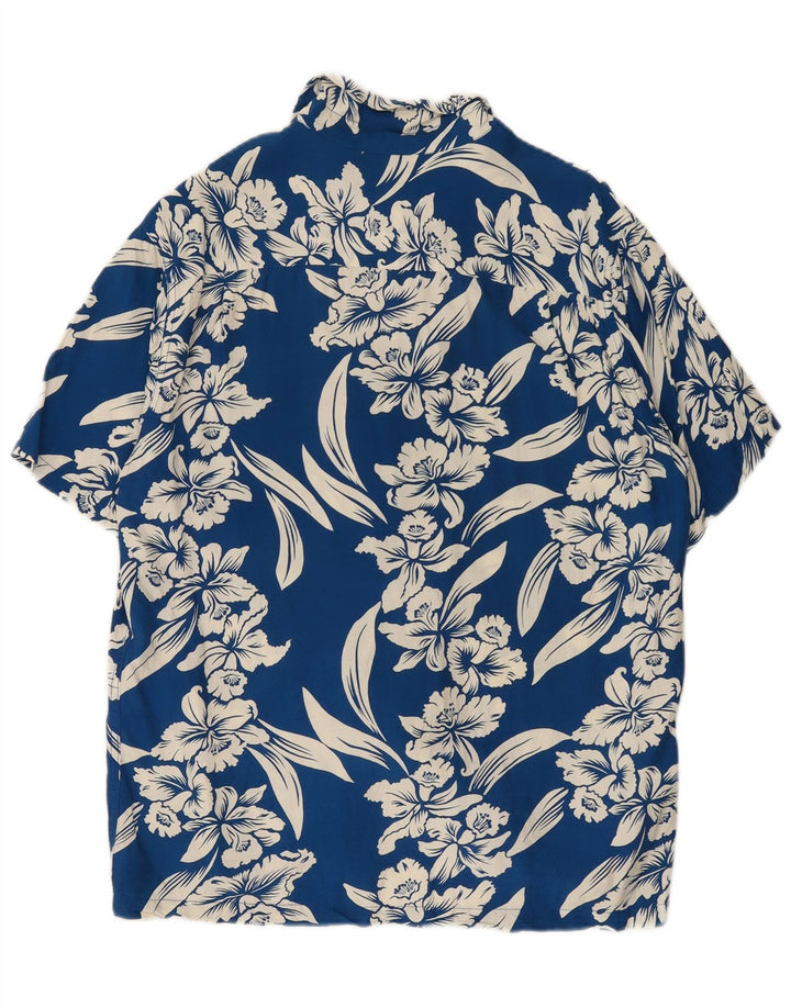 Camicia a maniche corte da uomo Kamehameha grande floreale blu