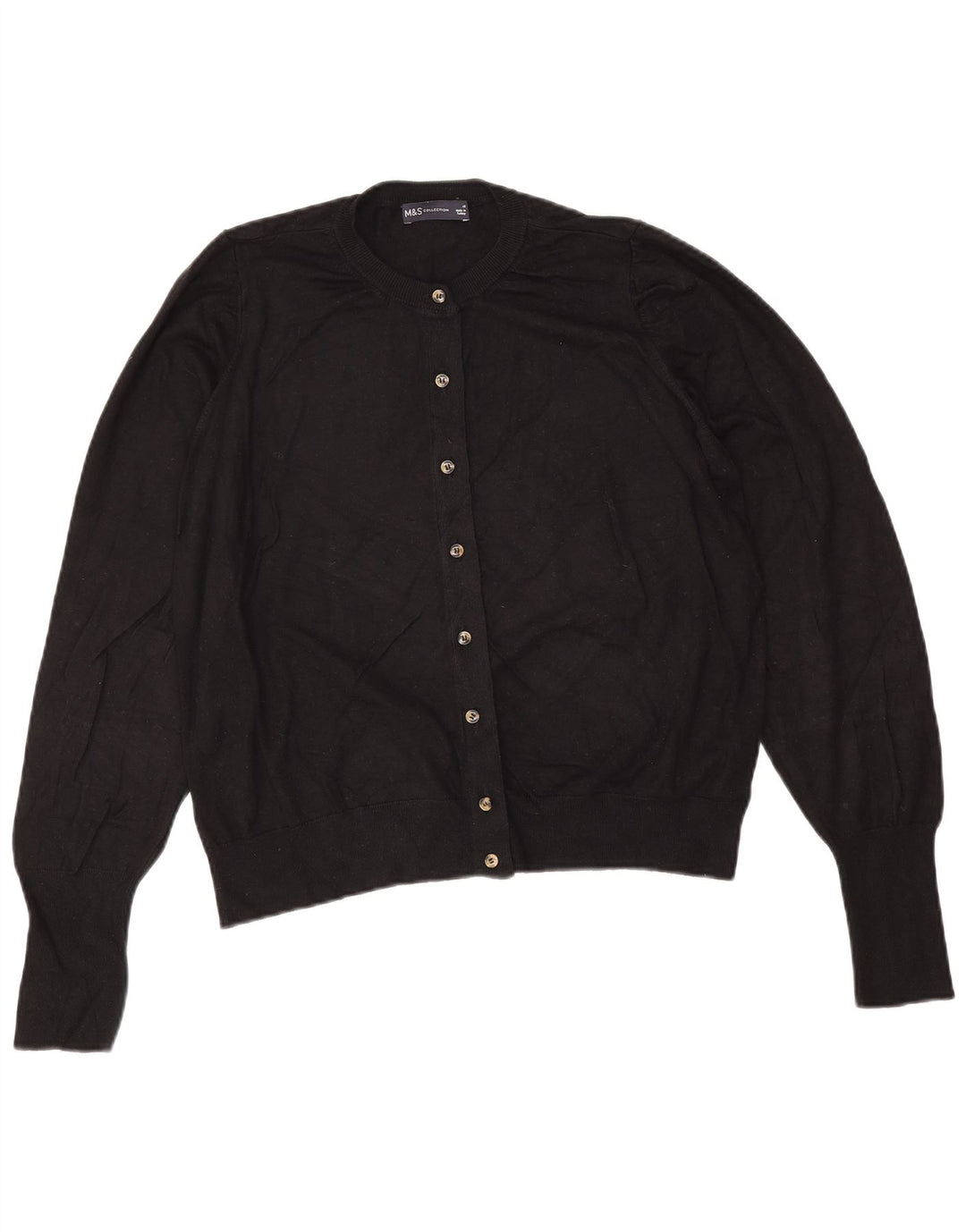 Maglione cardigan da donna Marks & Spencer UK 16 grande viscosa nera