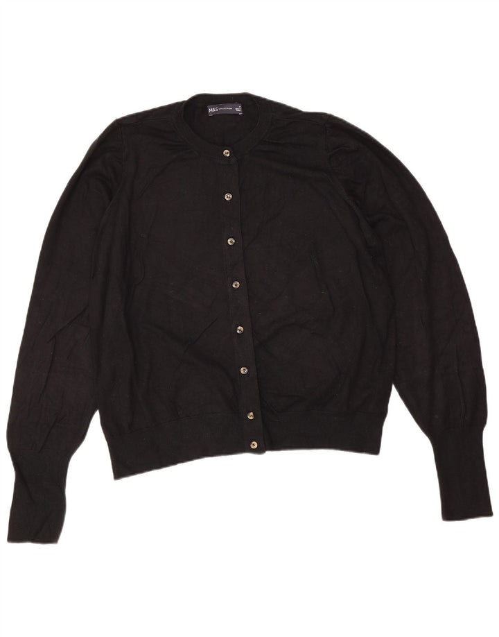 Maglione cardigan da donna Marks & Spencer UK 16 grande viscosa nera