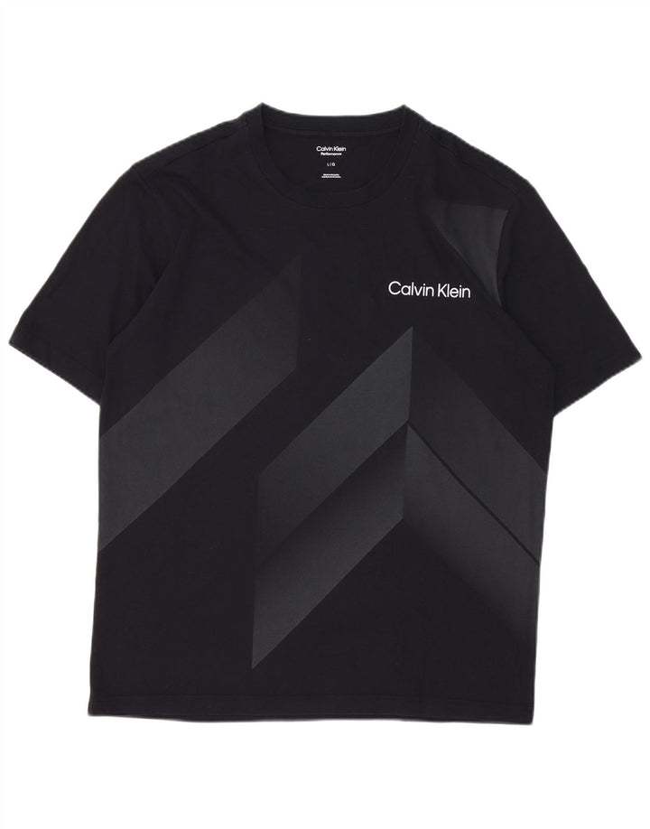 T-shirt da uomo Calvin Klein Top Large in cotone geometrico nero