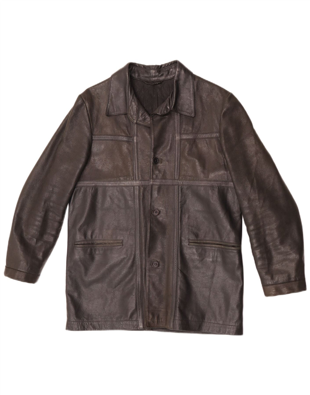Giacca in pelle vintage da uomo UK 36 piccola marrone