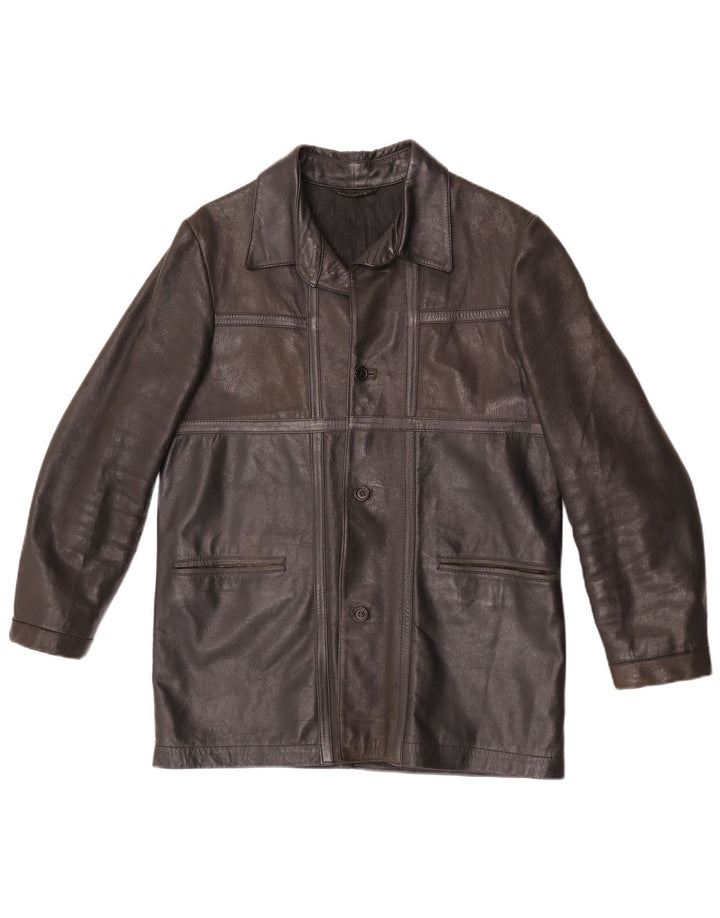 Giacca in pelle vintage da uomo UK 36 piccola marrone