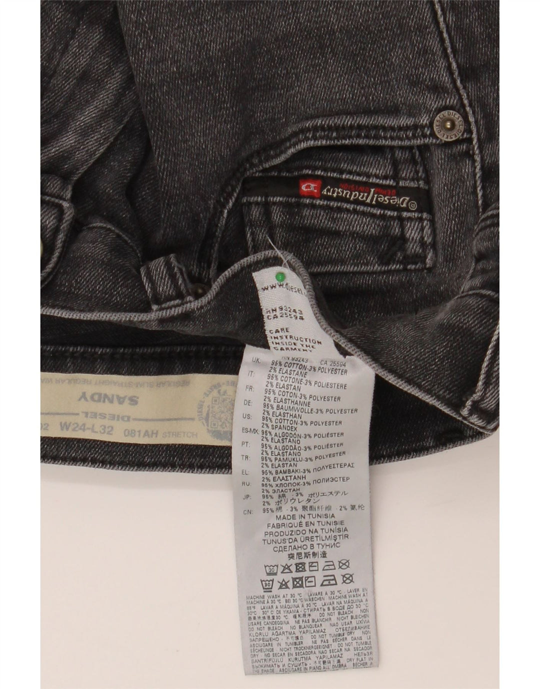 Jeans dritti slim fit regolari Sandy da donna DIESEL W24 L32 cotone grigio