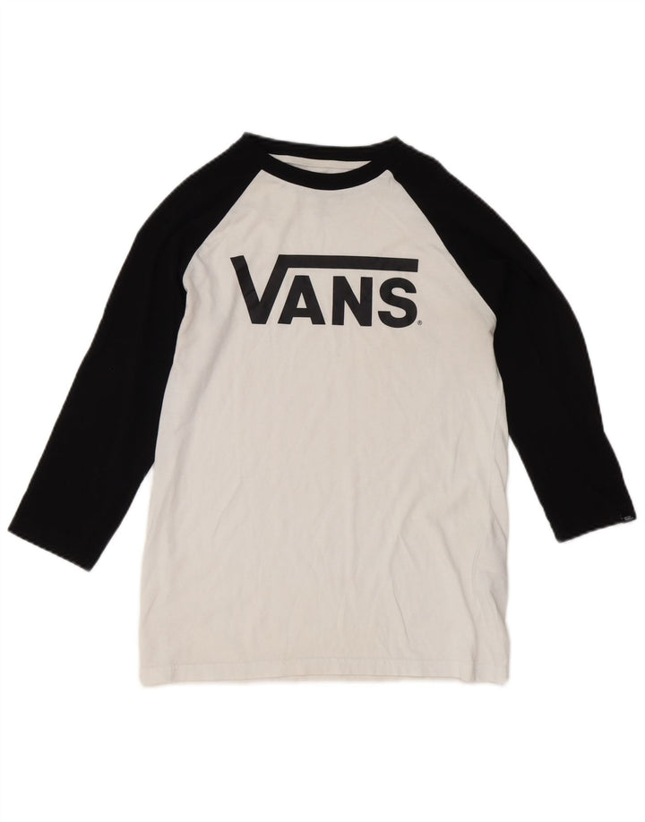Maglietta grafica da ragazzo Vans manica a 3/4 12-13 anni Large White Colourblock