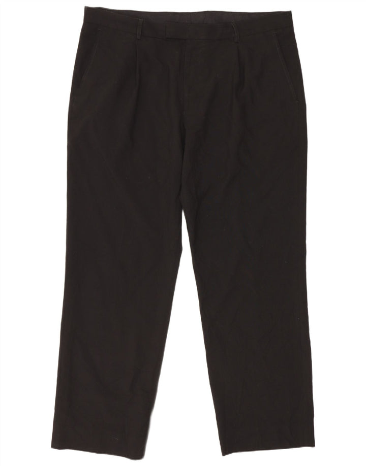 Pantaloni da abito dritti da uomo Marks & Spencer W39 L31 poliestere nero