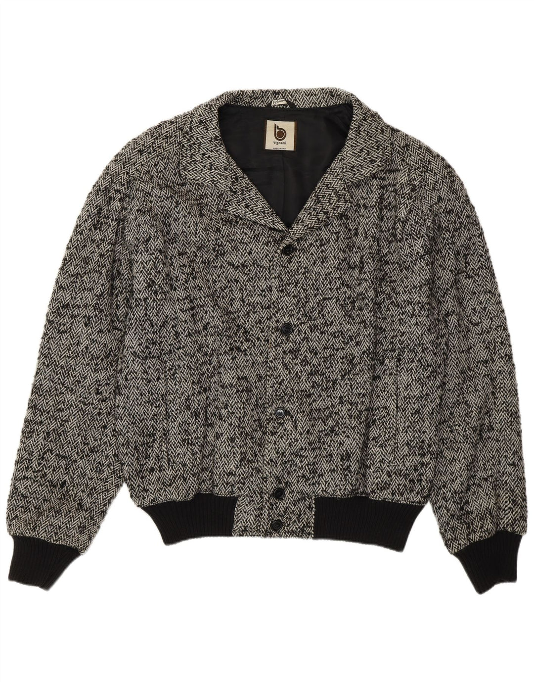 Bomber da uomo Bignami UK 42 XL Lana a spina di pesce grigia