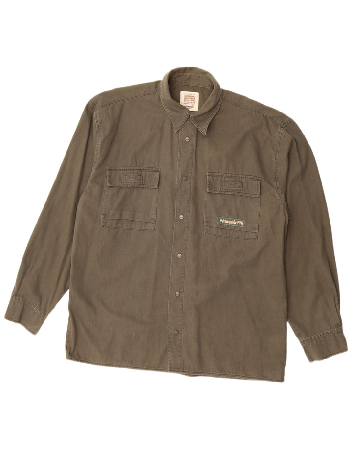 Camicia da uomo Wrangler in cotone grigio medio