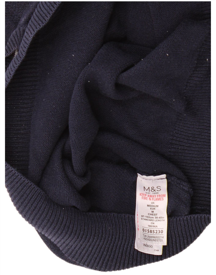 Maglione da uomo con scollo a V Marks & Spencer in cotone blu navy medio