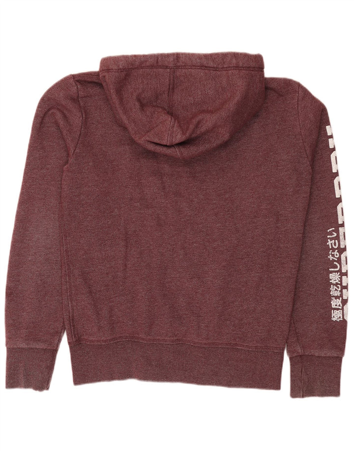 Maglione con cappuccio e zip grafica da uomo SUPERDRY piccolo in cotone bordeaux