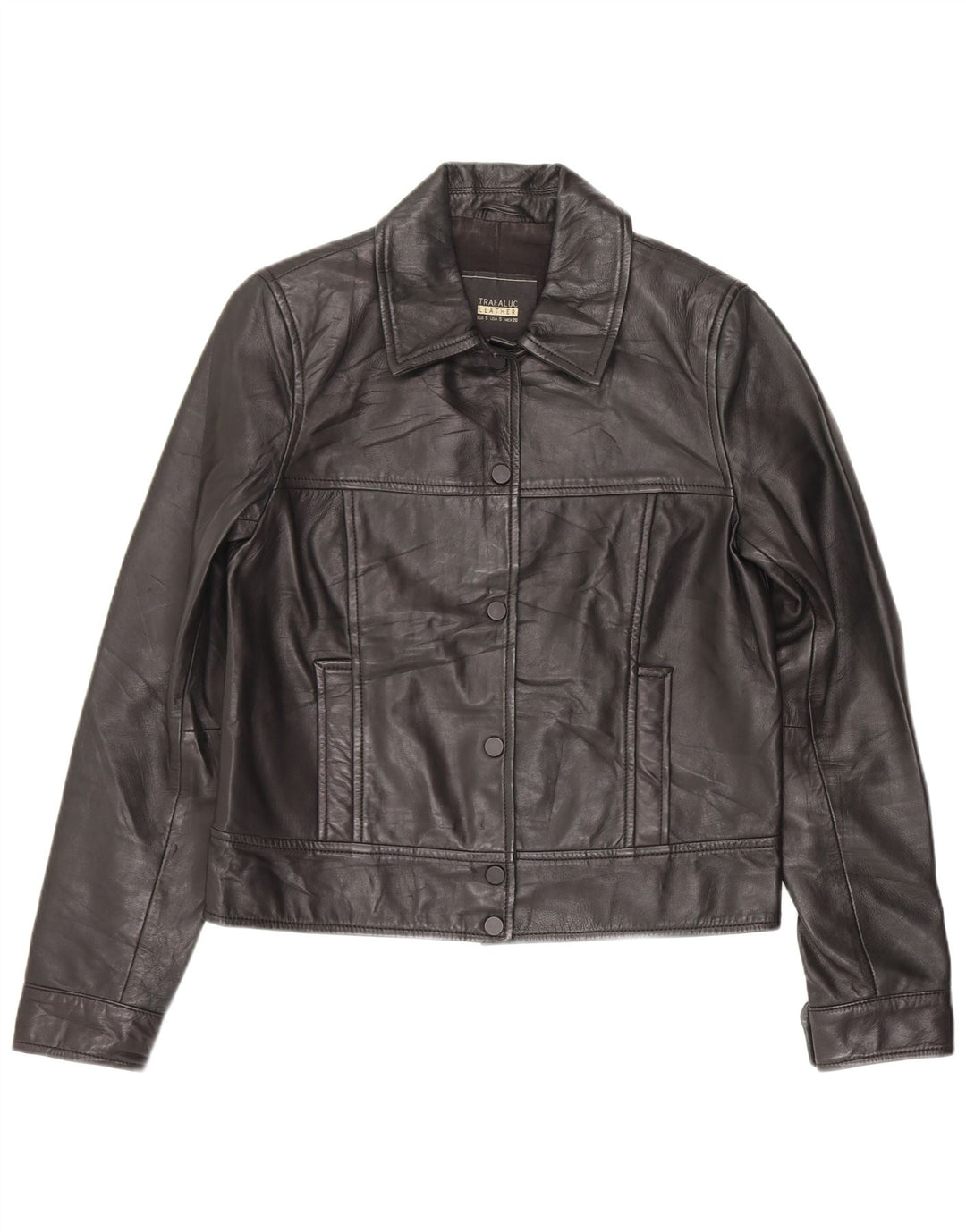 Giacca in pelle da motociclista da donna Trafaluc UK 10 piccola in pelle nera