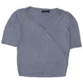 Top camicetta corta da donna Marks & Spencer UK 12 Viscosa blu medio