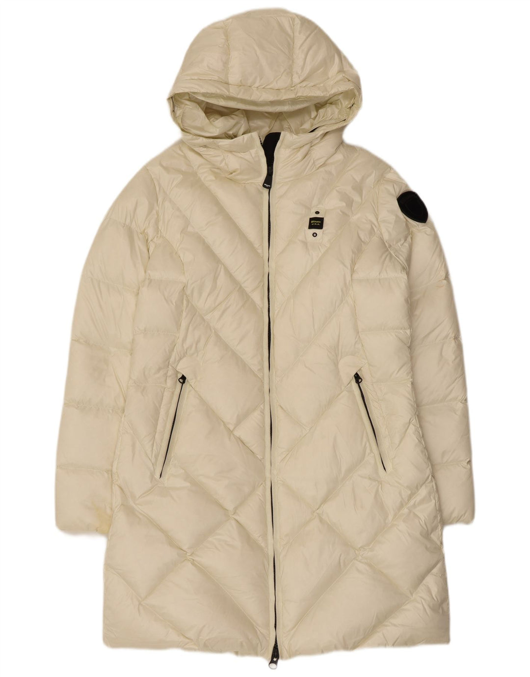 Cappotto imbottito con cappuccio da donna Blauer UK 16 Large bianco in poliammide