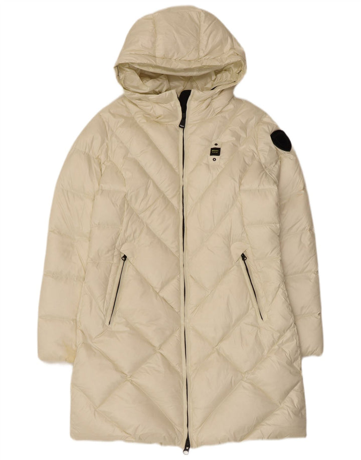 Cappotto imbottito con cappuccio da donna Blauer UK 16 Large bianco in poliammide