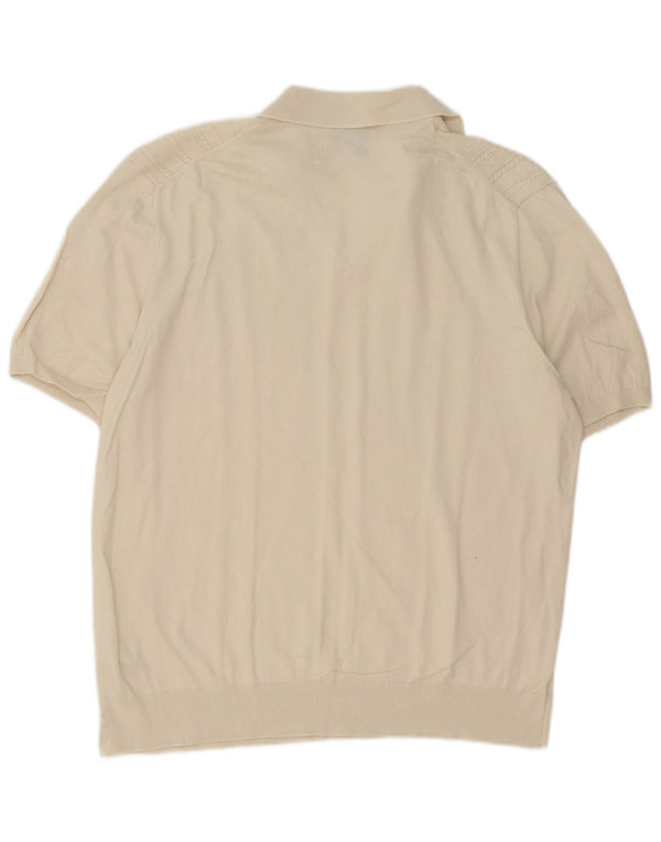 Maglione da uomo Marks & Spencer a maniche corte con collo a polo XL in cotone beige